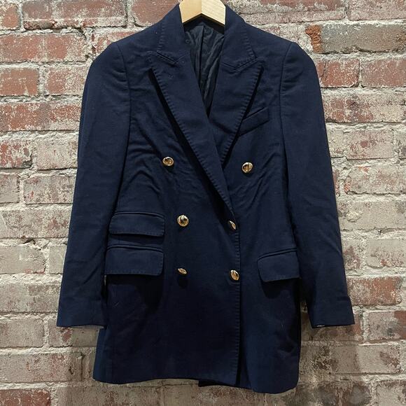 Officine Generale Manon Navy Blue Double Breasted Blazer Italian Wool Size 4 - Picture 3 of 10